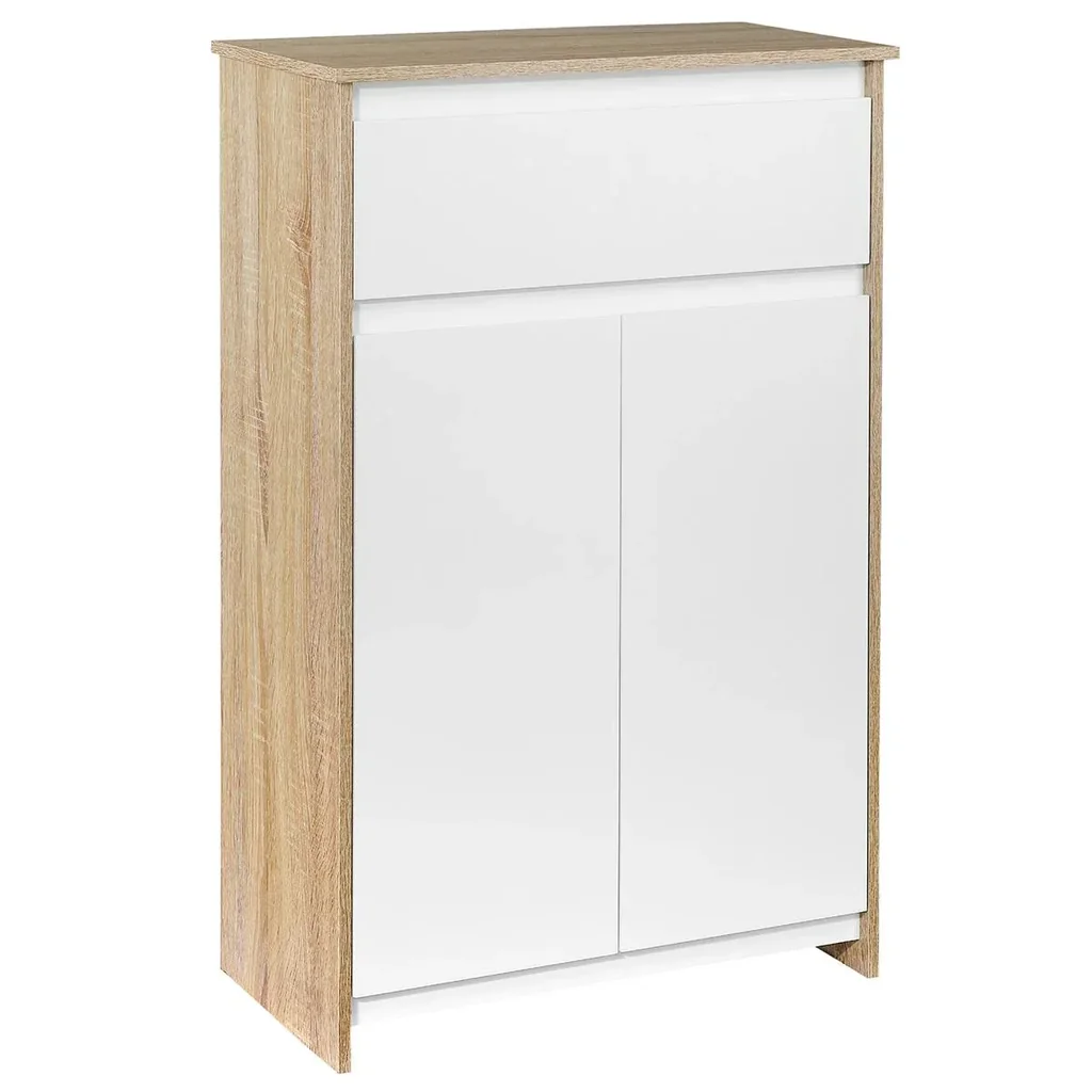 Badezimmerschrank Badkommode Küchenschrank Badregal Standschrank mit 2 Innenablagen und einer großen Schublade kippsiche