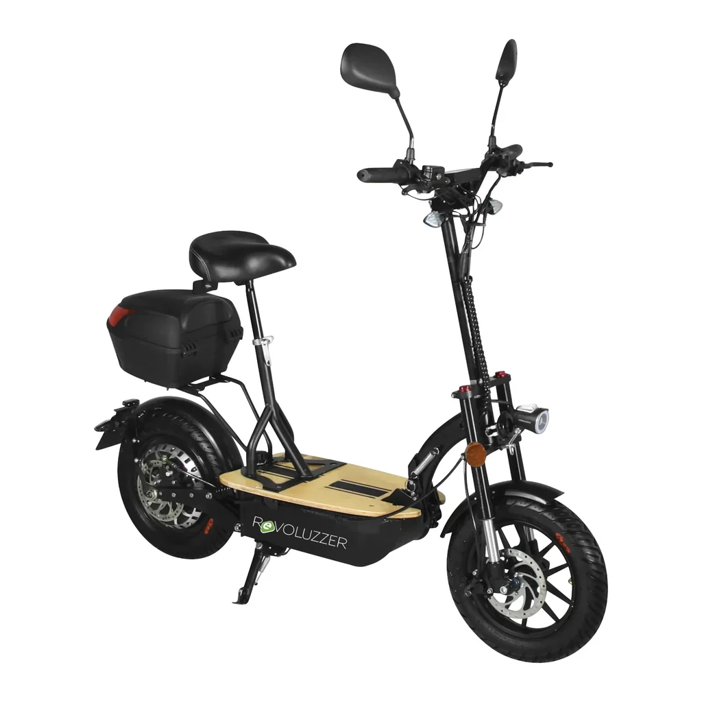 E-Roller "Revoluzzer" Safety Plus 20 km/h inklusive Blinkanlage, Gepäck-Case und Lithium-Akku schwarz