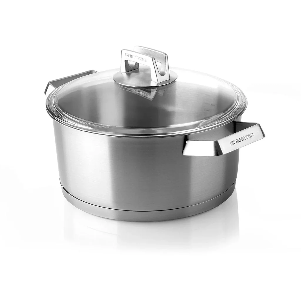 Mehrzer Premium - Niedriger Kochtopf mit Deckel - 24 cm - Edelstahl