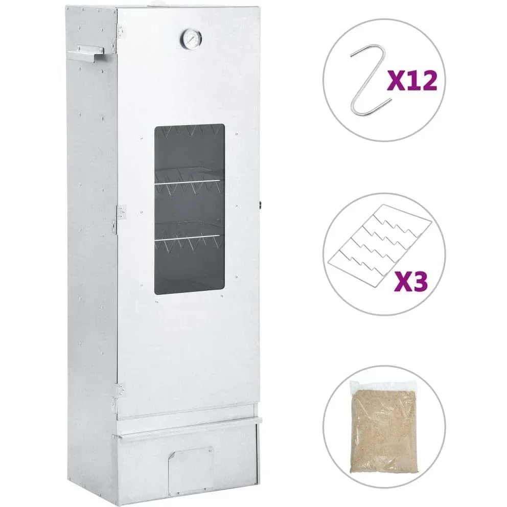 BBQ-Smoker mit 1 kg Holzchips 44,5x29x124 cm