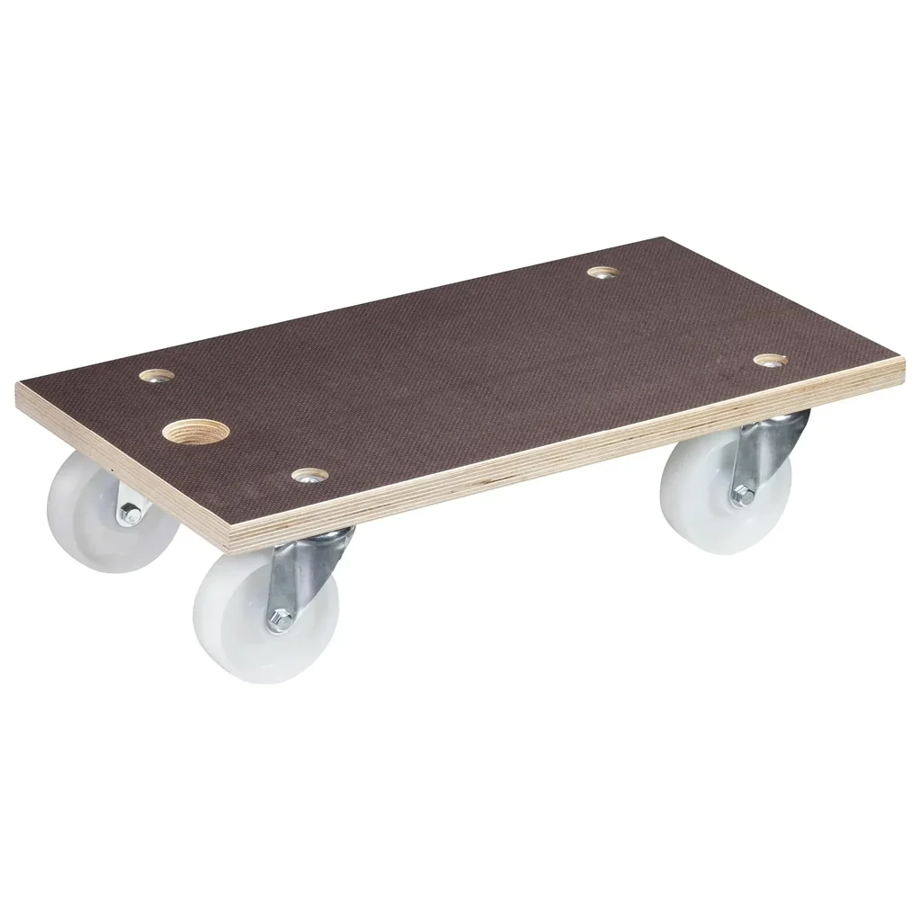 Transporthilfe MM 1143, 57,5 x 30 x 15 cm, harte Rollen Ø 100 mm, Rollenlager, Platte Maxigrip FSC®, Tragkraft 500 kg