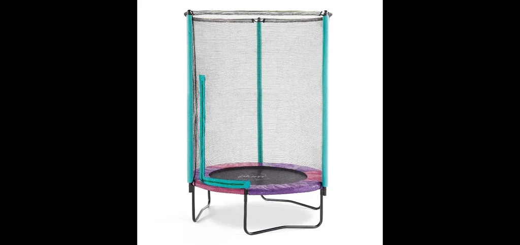 Trampolin Junior 140 cm mit Sicherheitsnetz, Outdoor-Trampolin für Kinder, Durchmesser 140 cm, rund, Wende-Design