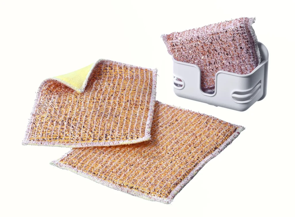 Kupferschwamm mit Box + Mikrofaser Kupfertücher 2 in 1, 2 Stk