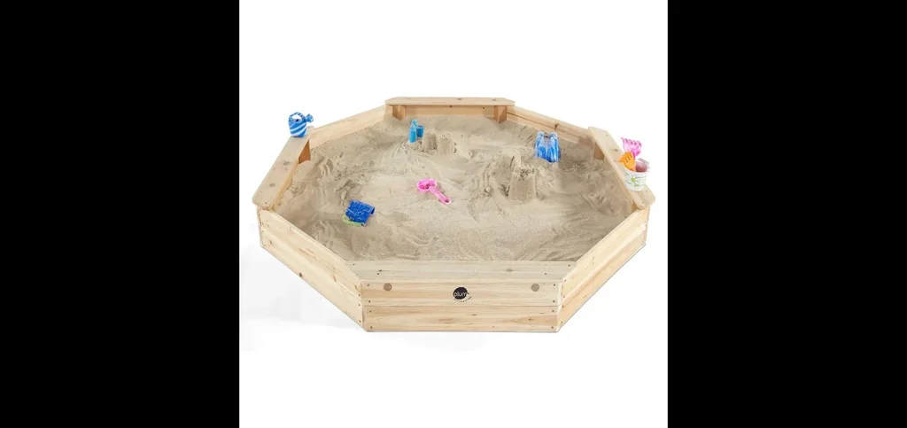 Gigantischer Sandkasten aus Holz, Outdoor-Sandkasten für Kinder aus Holz, Sitzbank, natur