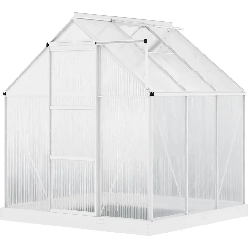 Aluminium Gewächshaus Gartenhaus mit Fenster Tür 193 x 187 x 205 cm 3,6 Pflanzenhaus inkl. Fundament Treibhaus Tomatenh