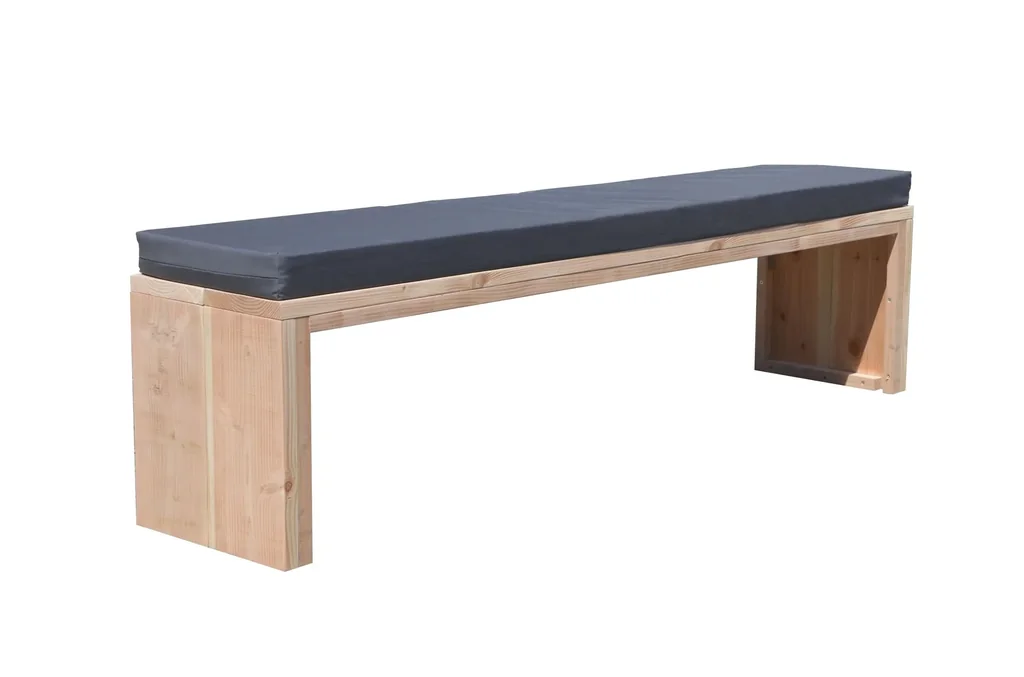 Gartenbank Douglas Holz 220 cm inkl. Wasser- und schmutzabweisendem Kissen Anthrazit