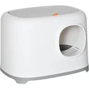 Design Katzentoilette mit Deckel - Netzboden - Weiß - 55 x 40 x 39 cm