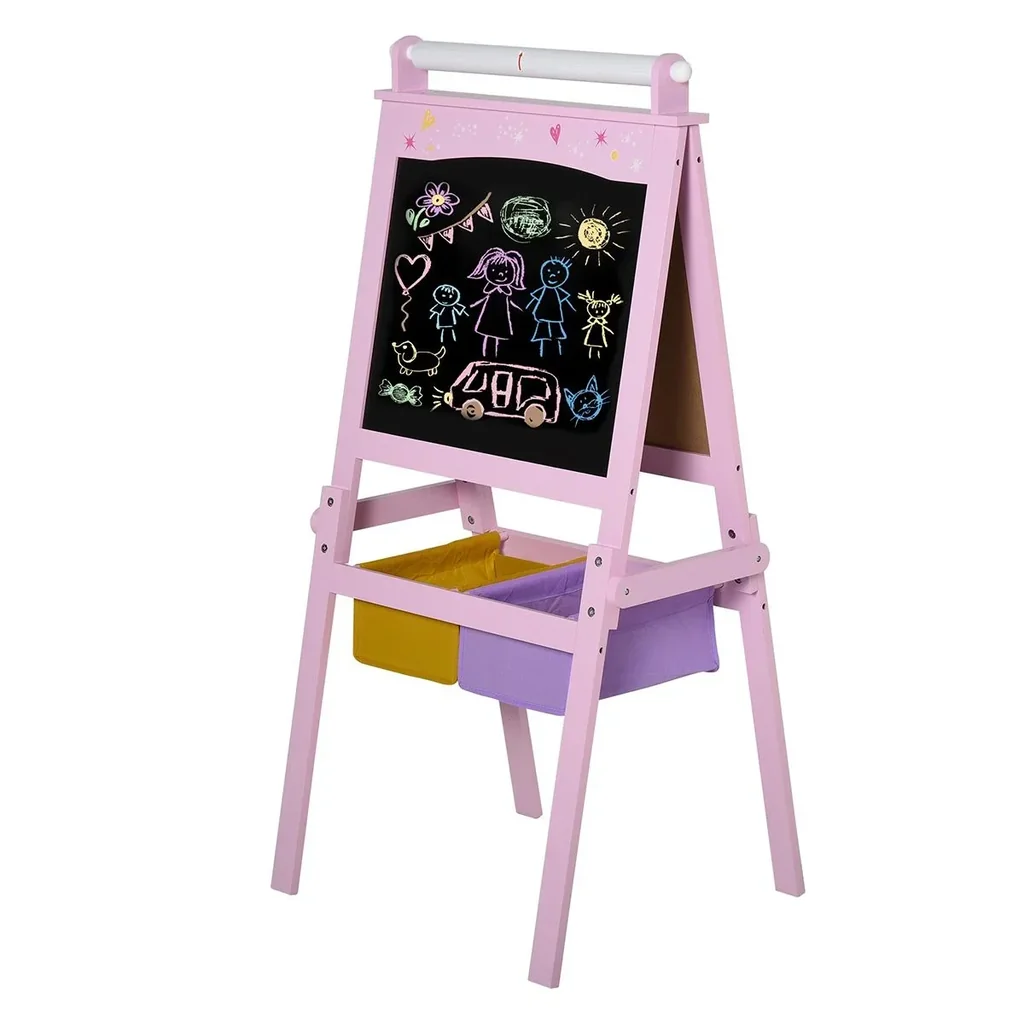 Kindertafel Kinder Staffelei Schreibtafel 3-in-1-Design Spieltafel mit 2 abnehmbaren Aufbewahrungskörben magnetisch für