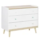 Kinderschrank Kinder Kommode mit 3 Schubladen Kiefer MDF Weiß 90 x 40 x 75,2 cm
