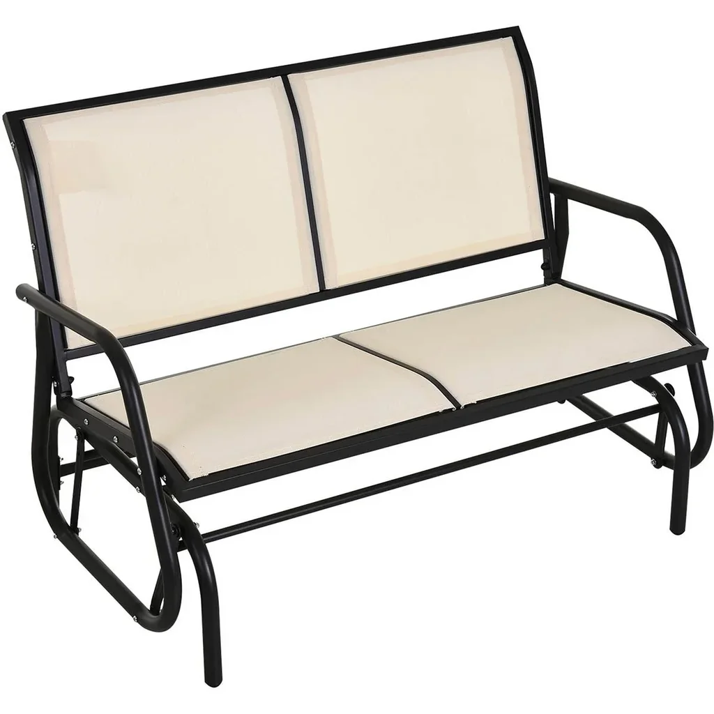 Schaukelbank 2-Sitzer Gartenbank Gartenschaukel Sitzbank Parkbank Metall Gartenmöbel Beige 120 x 70 x 88 cm