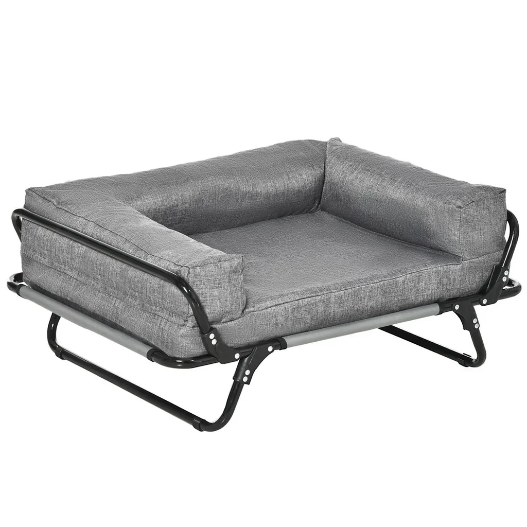 2-In-1 Hundebett Outdoor Haustiersofa mit Stahlgestell erhöhtes Hundesofa Schlafplatz für Katzen Hunde atmungsaktiv abne