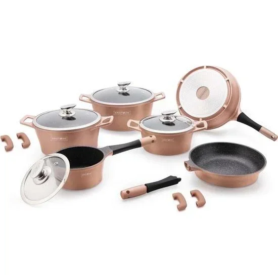 Marmoriertes Kochgeschirr-Set - 14-teilig - Kupfer