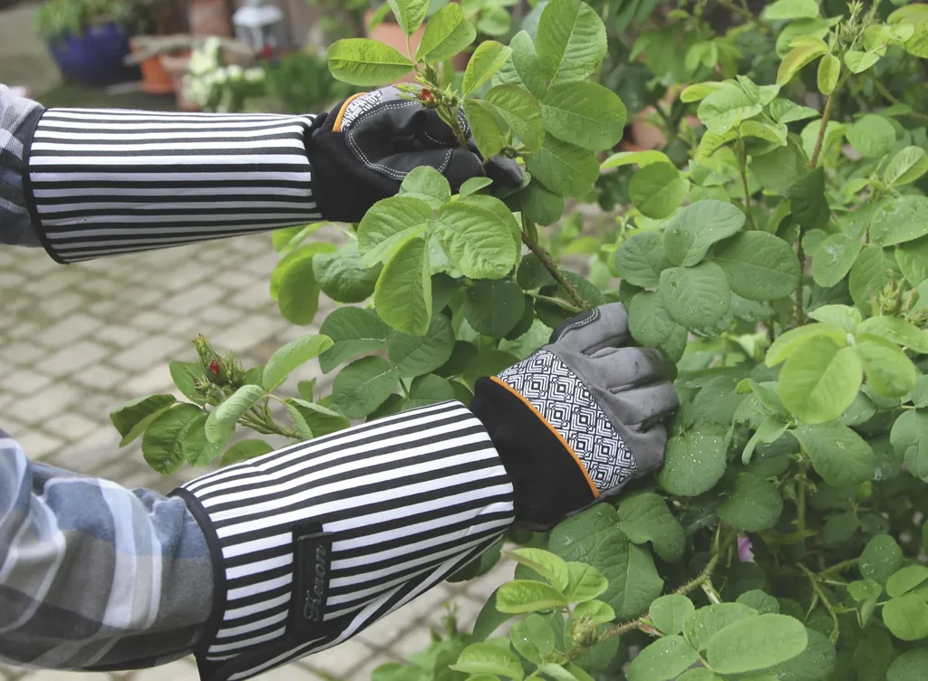 Rosenhandschuh "Rose Garden", Gr. 10/XL, grau/weiß, lange Stulpe