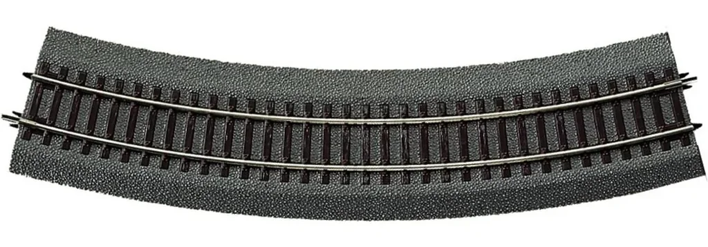 6 Stück Gebogenes Gleis R4 mit Bettung, Radius 481,2 mm, Bogenwinkel 30°