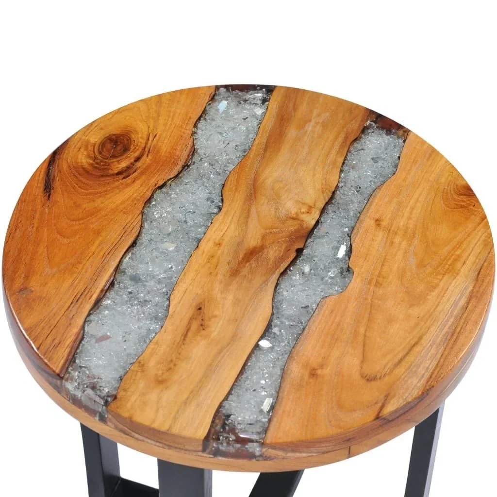 Couchtisch 40x45 cm aus massivem Teakholz und Polyresin