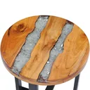 Couchtisch 40x45 cm aus massivem Teakholz und Polyresin