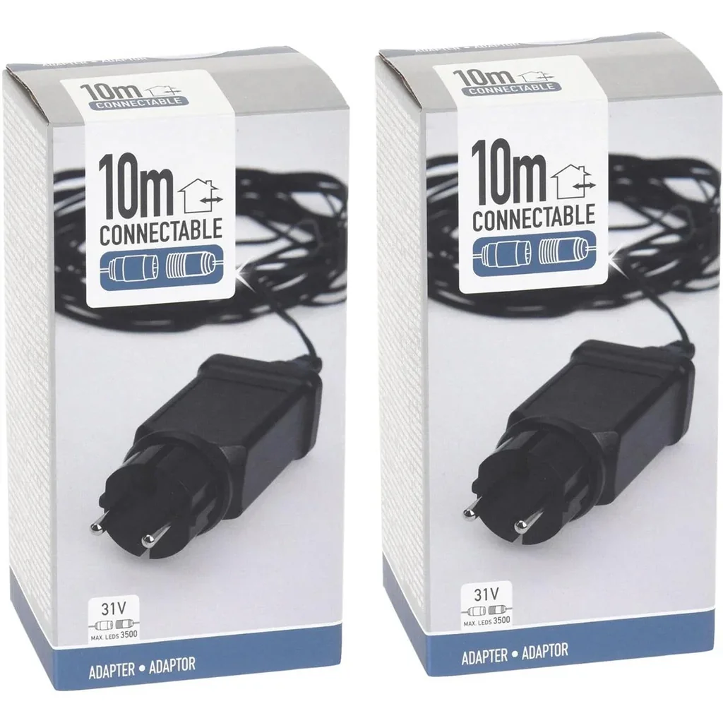 Starter Adapter 2 STUKS - für anschließbare Weihnachtsbeleuchtung - Geeignet bis zu 1600 LEds - 10 Meter