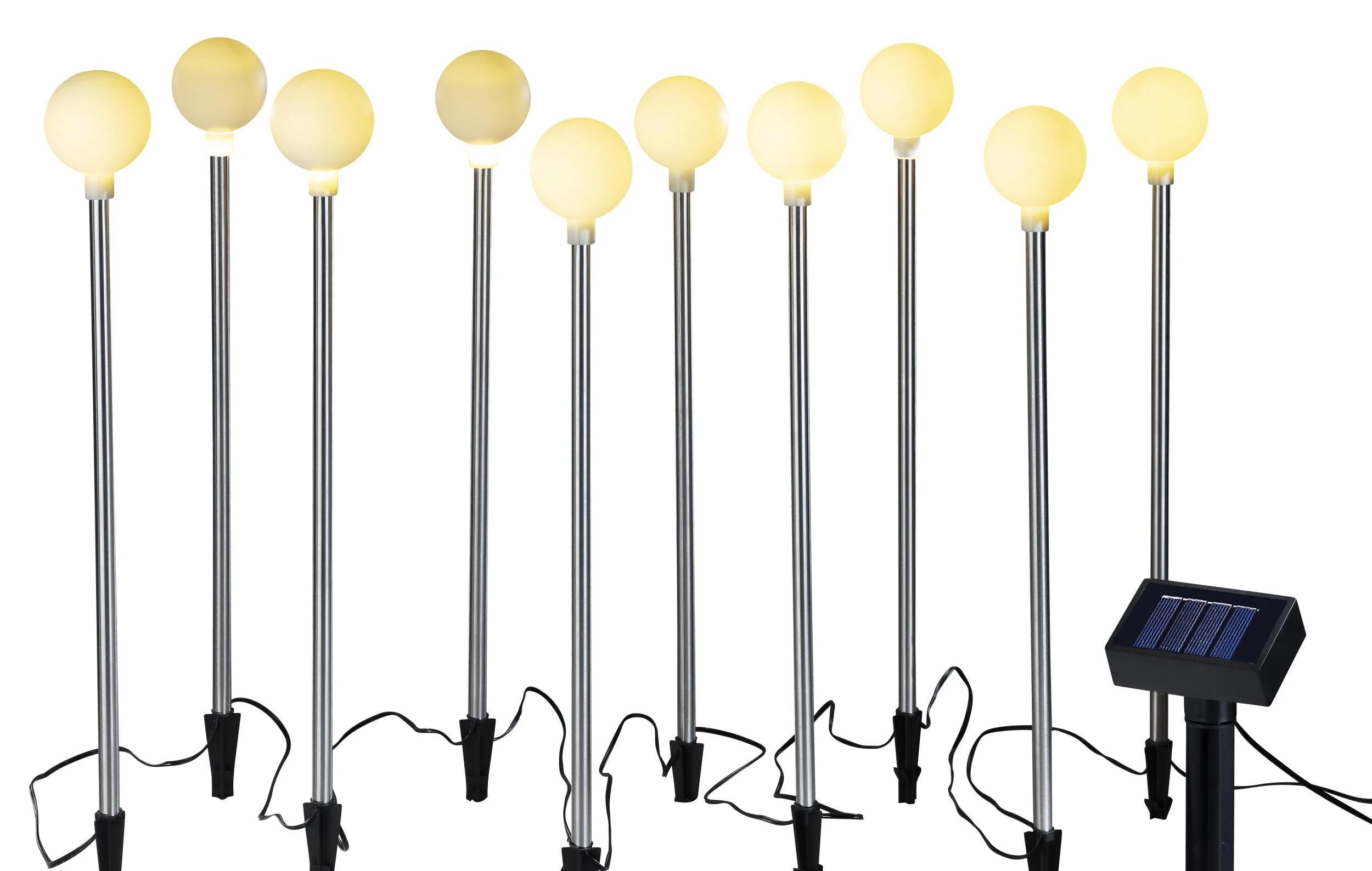 Solar Kugel Lichterkette mit Solarpanel, warmweiß