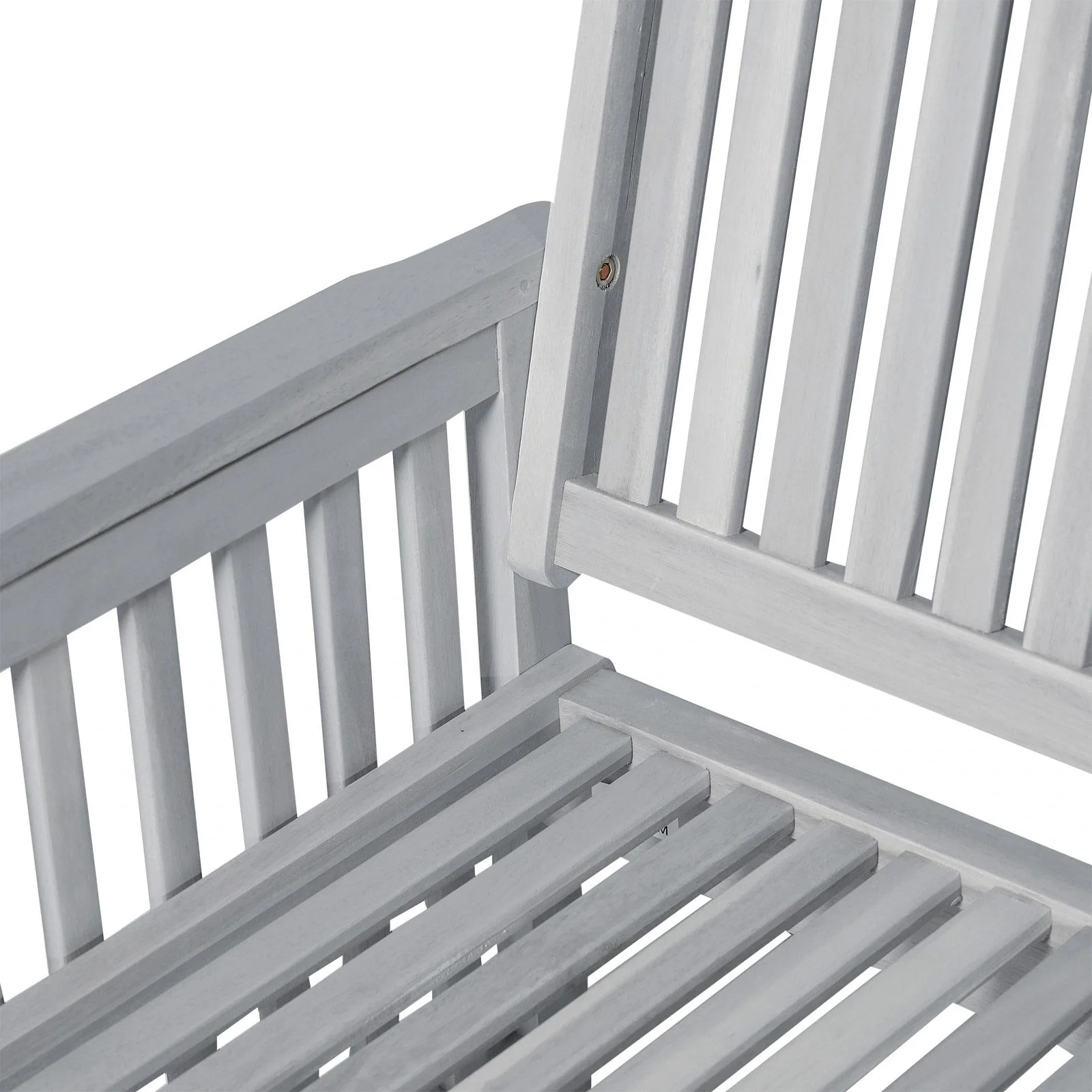 2-Sitzer Sitzbank Gartenbank Holzbank mit Armlehne Landhausstil Akazienholz Grau 117 x 63 x 90 cm