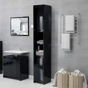 Badschrank 30x30x183,5 cm Spanplatte Hochglanz schwarz