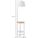 Stehleuchte Stehlampe Beistelltisch mit 2 Regalen Innenbeleuchtung E27 für Wohnzimmer Schlafzimmer Büro Metall MDF Ttery