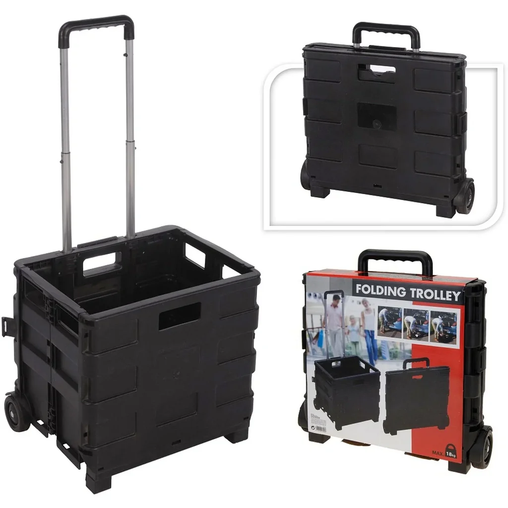 Boodschappentrolley BASIC met vouwkrat zwart 30L 18kg