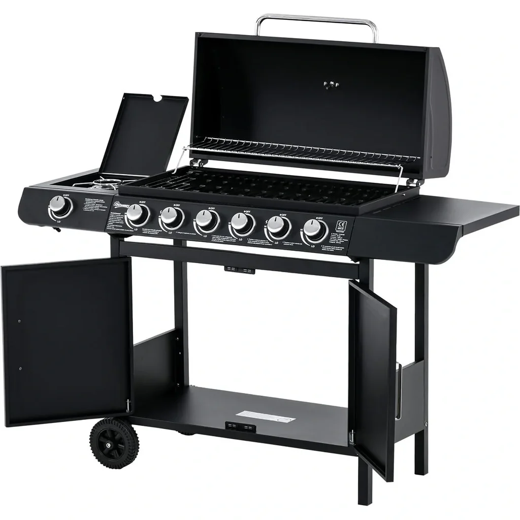 Grillwagen mit Ablageschrank schwarz