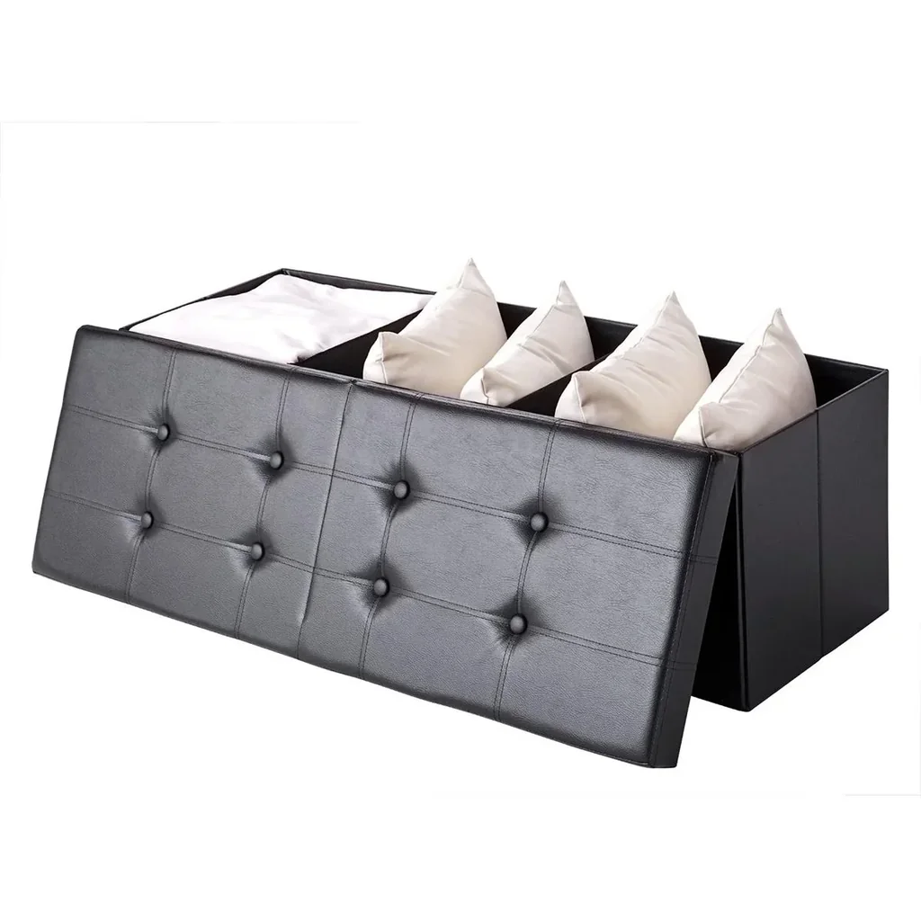 Klappbarer Sitzkasten mit Klappdeckel hellgrau - 115x38x38cm