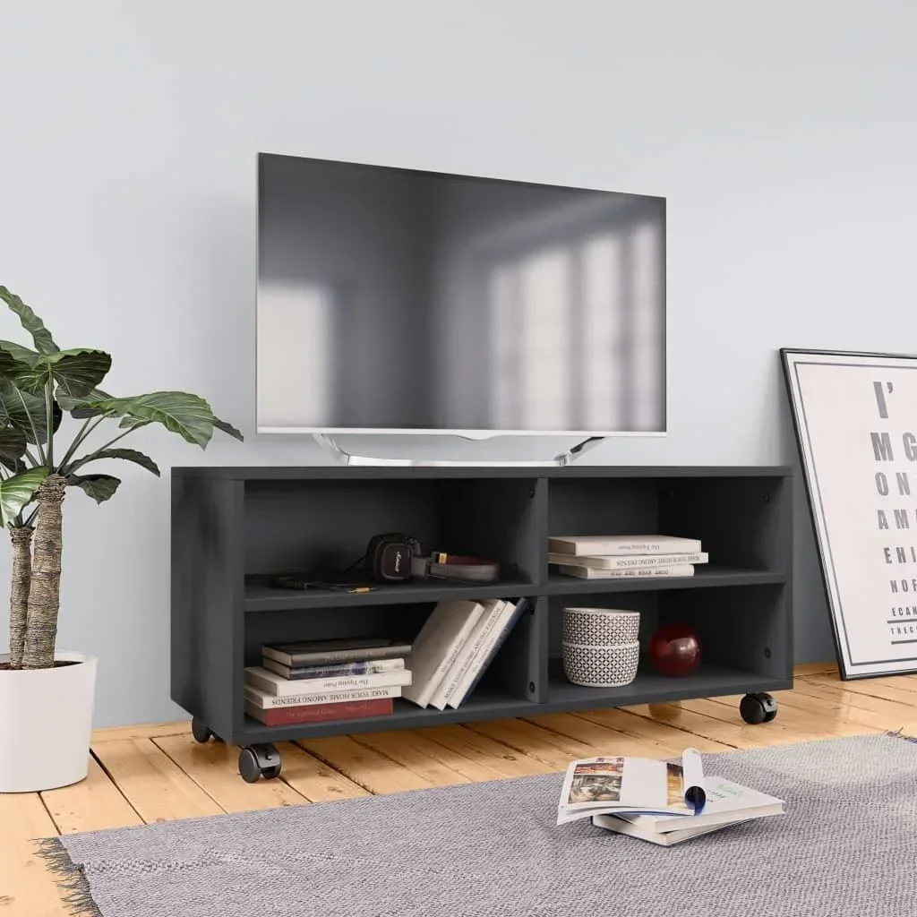 TV-Schrank mit Rollen 90x35x35 cm Spanplatte grau
