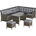 18 tlg. Sitzgarnitur Sitzgruppe Gartenset Sofagarnitur Gartenmöbel Set Lounge, Polyrattan, Grau