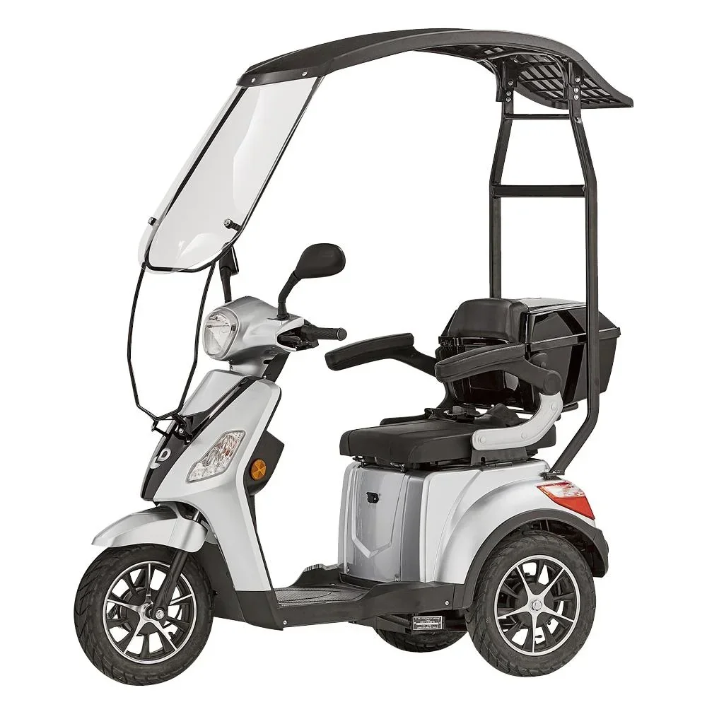 3-Rad E-Mobil Bologna 25 km/h silber inklusive Wind- und Wetterschutz