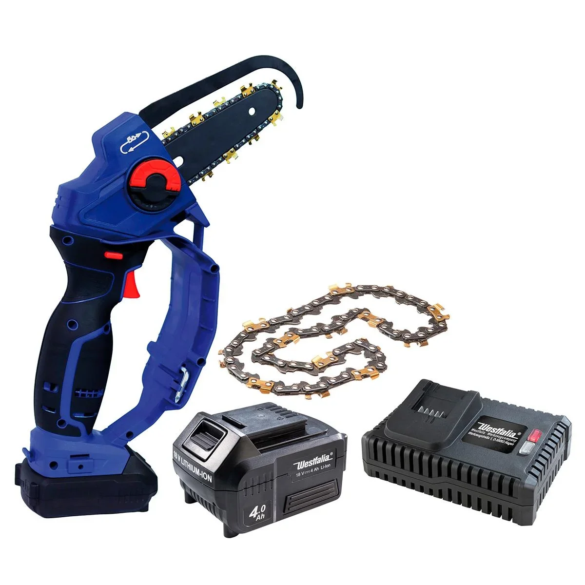 Akku-Einhand-Powersäge "X-SAW II"+Akku 4,0 Ah+Schnellladegerät+Titankette