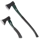 2er-Set Äxte - Axt und Spaltaxt - 90cm/30cm - schwarz/grün