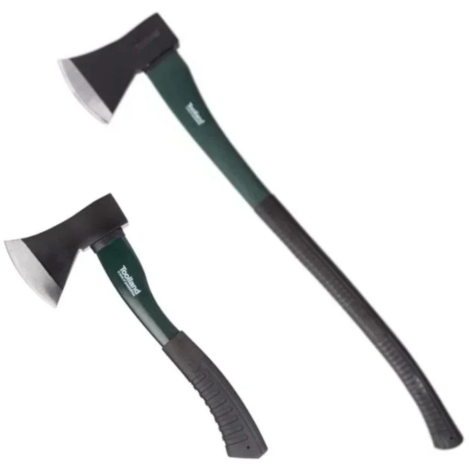 2er-Set Äxte - Axt und Spaltaxt - 90cm/30cm - schwarz/grün