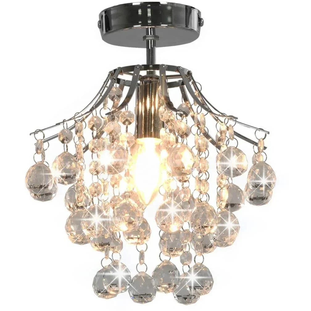 Deckenleuchte mit Kristallperlen rund E14 silber