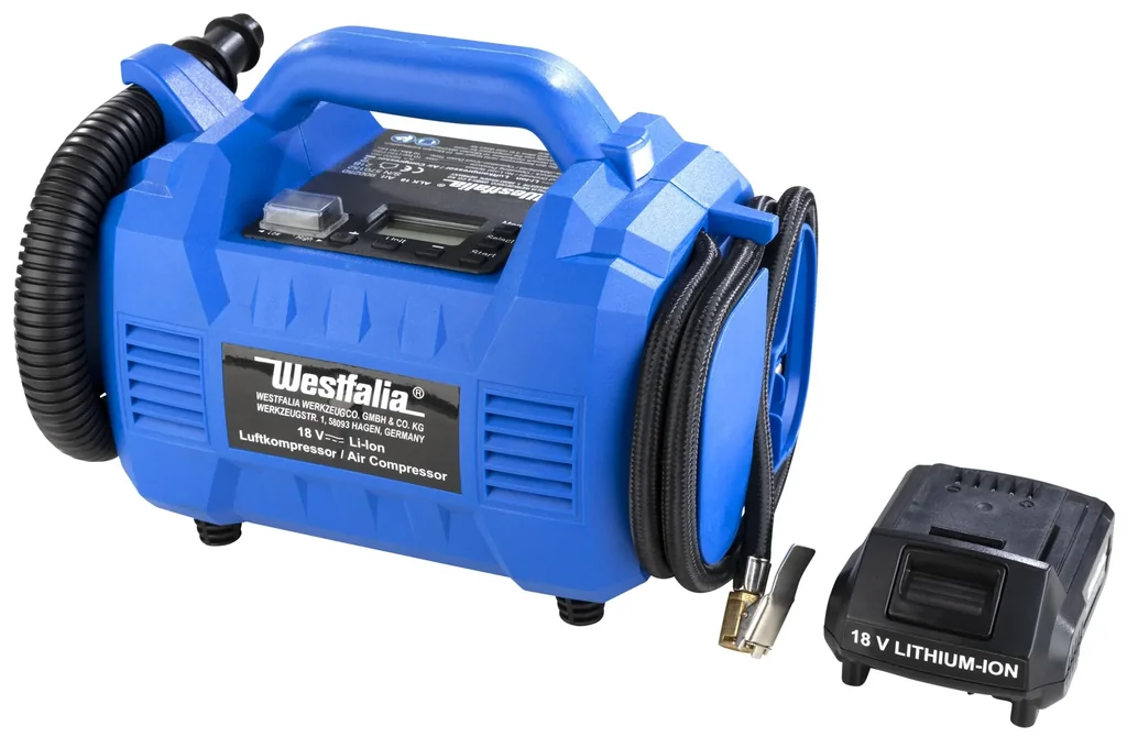Luftkompressor 18V Li-Ion ALK18 inklusive Akku 18 V Li - Ion 2,0 Ah A2AH18 und Schnellladegerät 18 V Li - Ion, 3,0 Ah