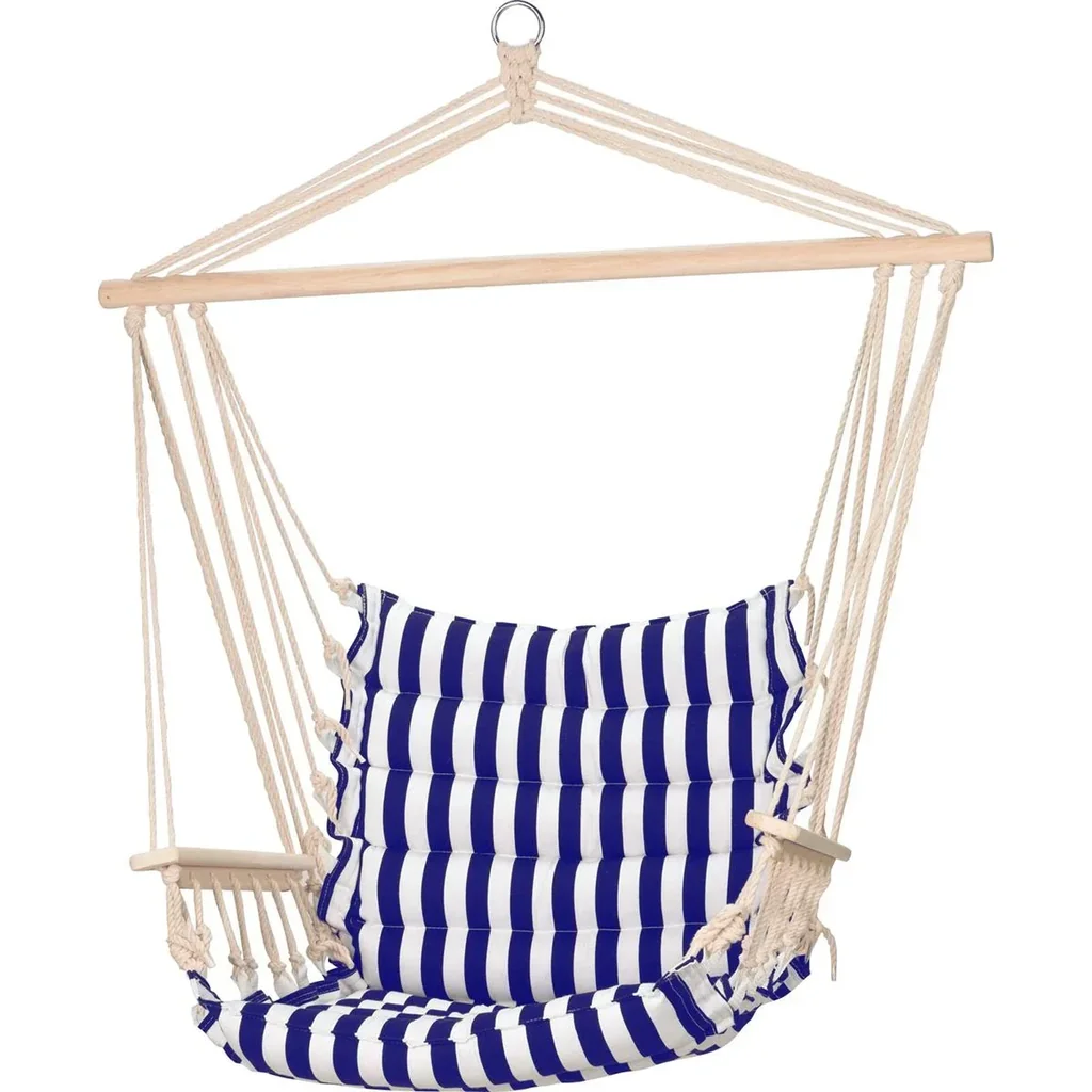 Pro Garden Hängesessel - Hängematte - Schaukelstuhl - für 1 Person - Outdoor - Marineblau/Weiß - 50x45x100cm