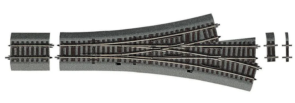 Asymmetrische Dreiwegweiche DWW15 für Handbetrieb, mit Bettung
