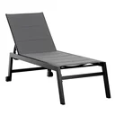 Sonnenliege Alu Gartenliege Relaxliege Garten 5-stufige Rückenlehne verstellbar Stahl Texteline Schaumstoff Grau 168 x 7