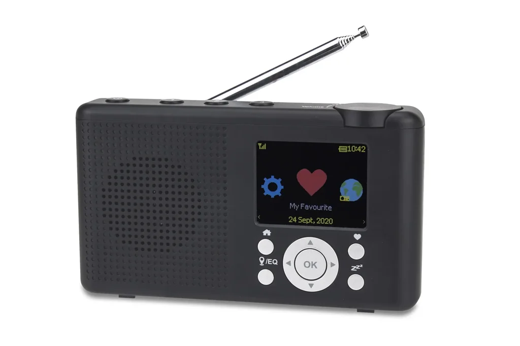 Tragbares Internet-Radio mit wieder aufladbaren Akku und Kopfhörer Buchse, Anthrazit