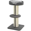 Katzenbaum Spielbaum Kratzstamm mit Plattform Sisal E1 Spanplatte Plüsch Grau 45 x 45 x 91 cm