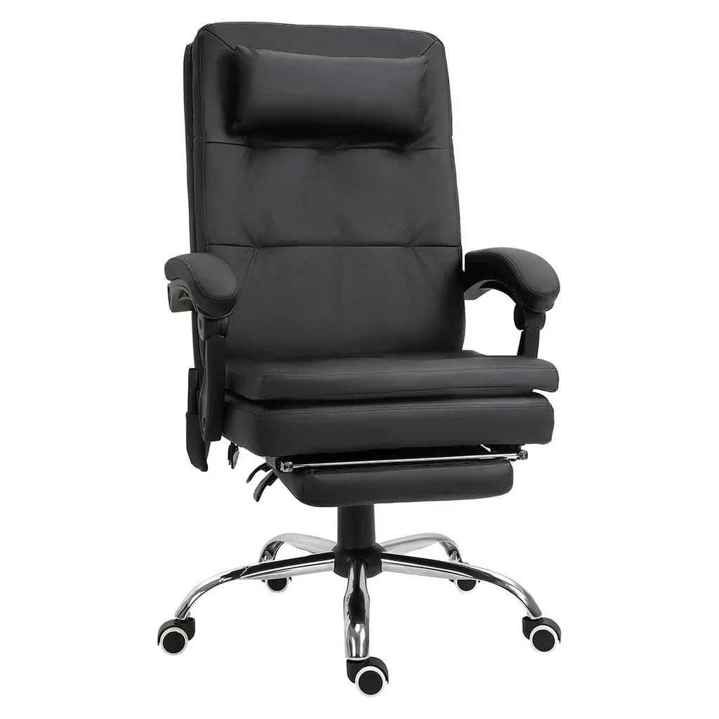 Massagesessel Chefsessel mit Massagefunktion 7 Vibrationsmassagepunkte höhenverstellbarer Drehstuhl Bürostuhl mit Fußstü
