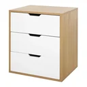 Bürocontainer mit 3 Schubladen, Aktenschrank, Büroschrank, Aufbewahrung von Akten, E1 Spanplatte, Weiß+Natur, 55 x 45 x