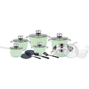 Herenthal - Komplettes 18-teiliges Kochgeschirr-Set - Edelstahl - Grün