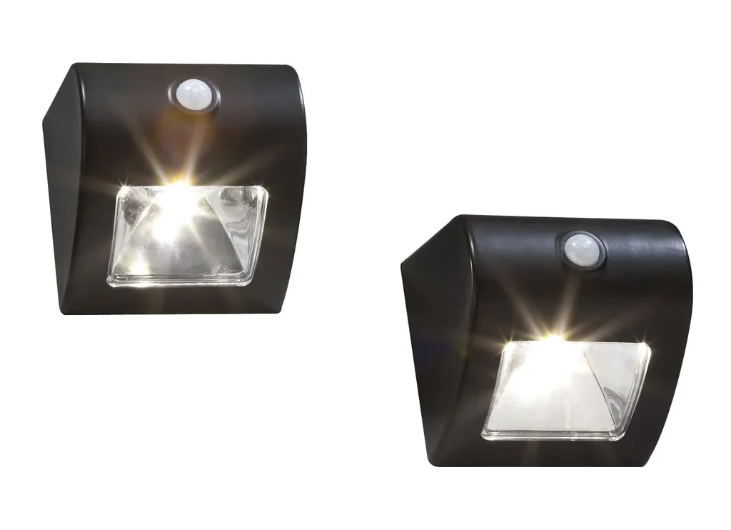 Solar Wand- und Zaunlicht mit Bewegungsmelder, 2er Set
