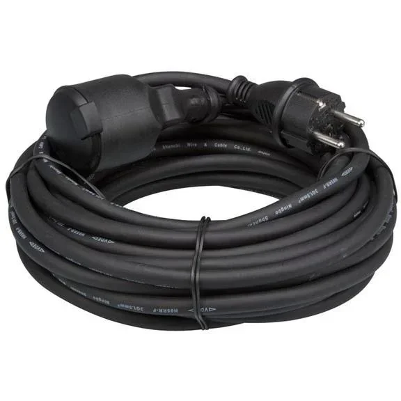 EHQ Power Verlängerungskabel - 10M - Gummi - Pin Erdung - 3G2.5 - IP44