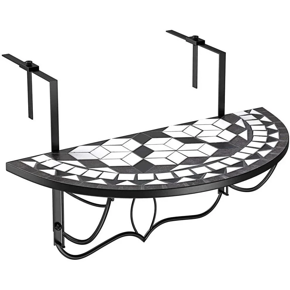 Mosaik-Balkontisch, schwarz und weiß