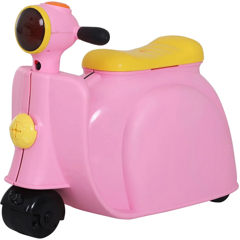Kinderkoffer Motorrad Kindergepäck mit Gurt Vier-in-One-Koffer sitzen PP Rosa 52 x 23 x 39 cm