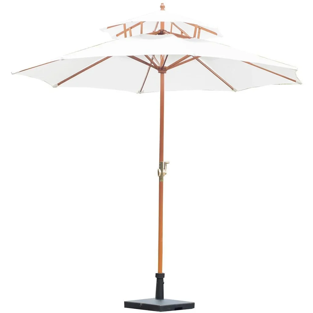 Holz Sonnenschirm Gartenschirm Balkonschirm Doppeldach 2 7m
