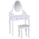 Schminktisch Frisierkommode mit Spiegel und Hocker Weiß